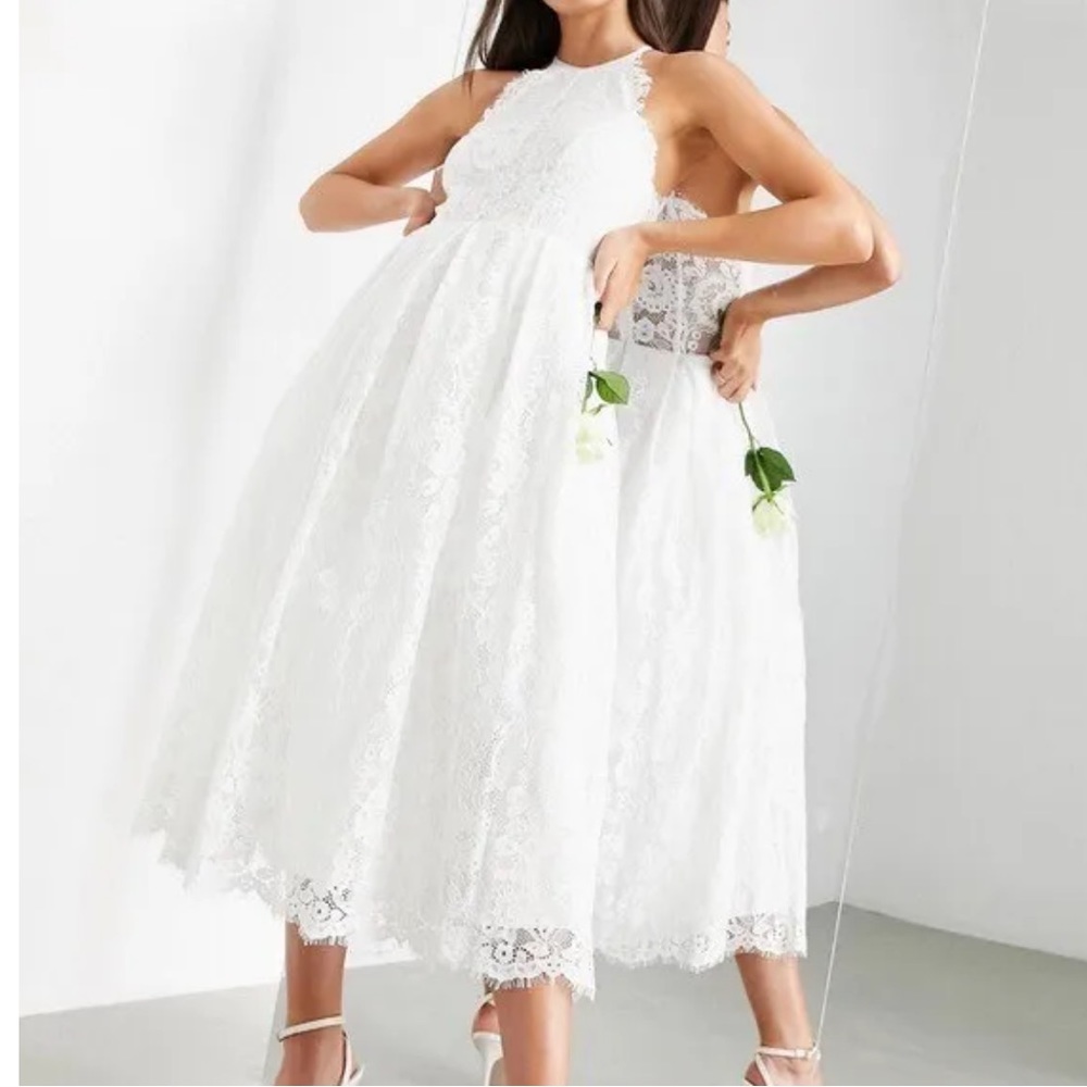 ASOS Edition Valerie Lace Halter Neck Midi Wedding Dress